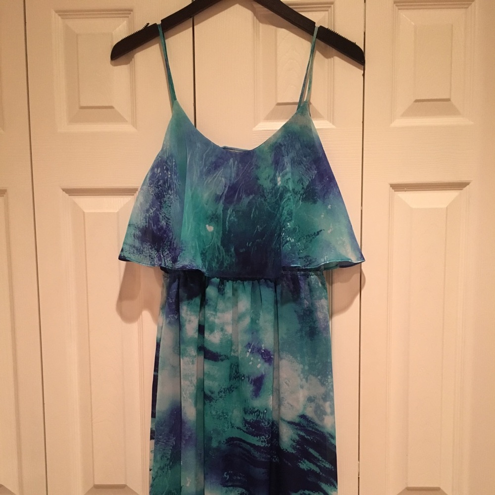 Blue Back Cutout Maxi Dress